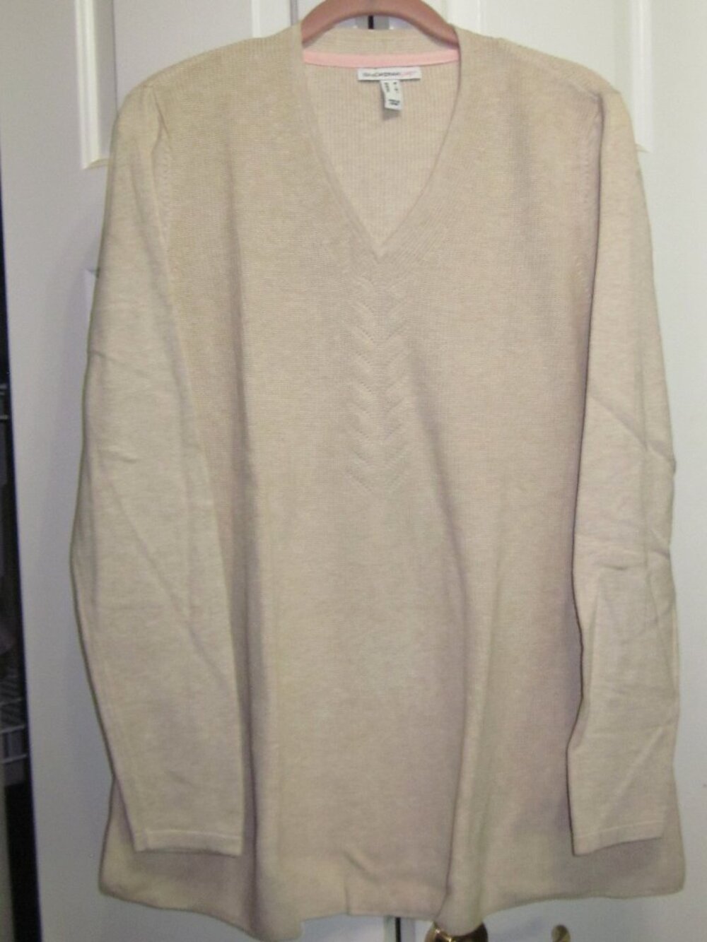 Isaac Mizrahi Swing Shaker Stitch Sweater Oatmeal Sz M